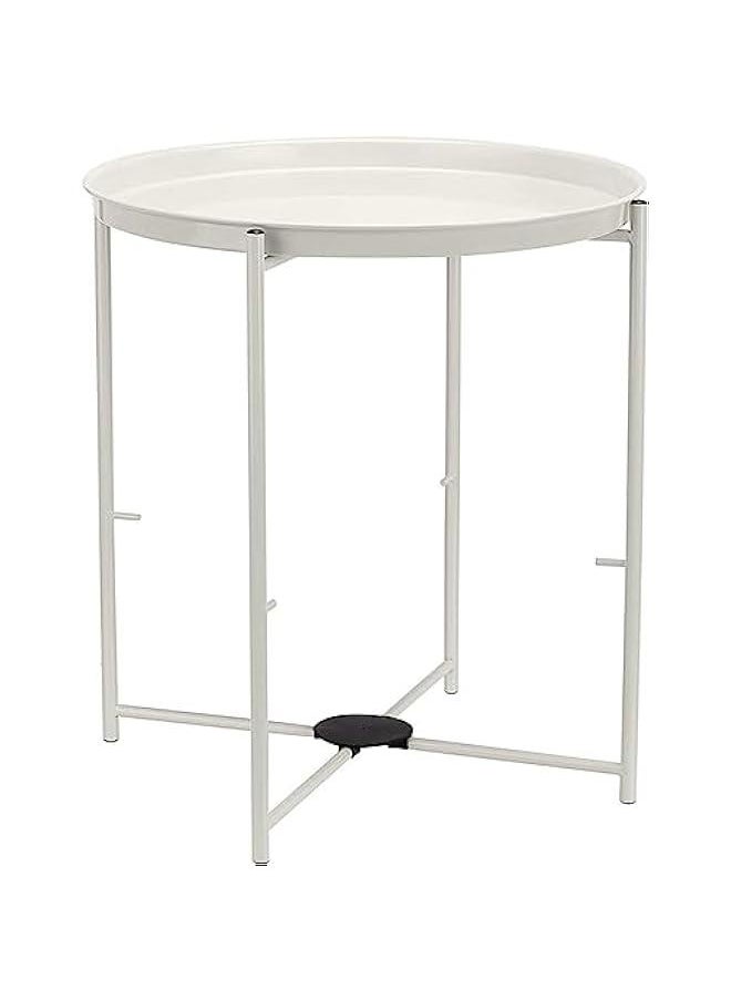 HOOKOR Metal End Tables with Fabric Storage Basket, SideTables Bedroom, Small Bedside Table Nightstand with Removable Tray for Living Room, Nursery, Laundry (White)  - Image 4