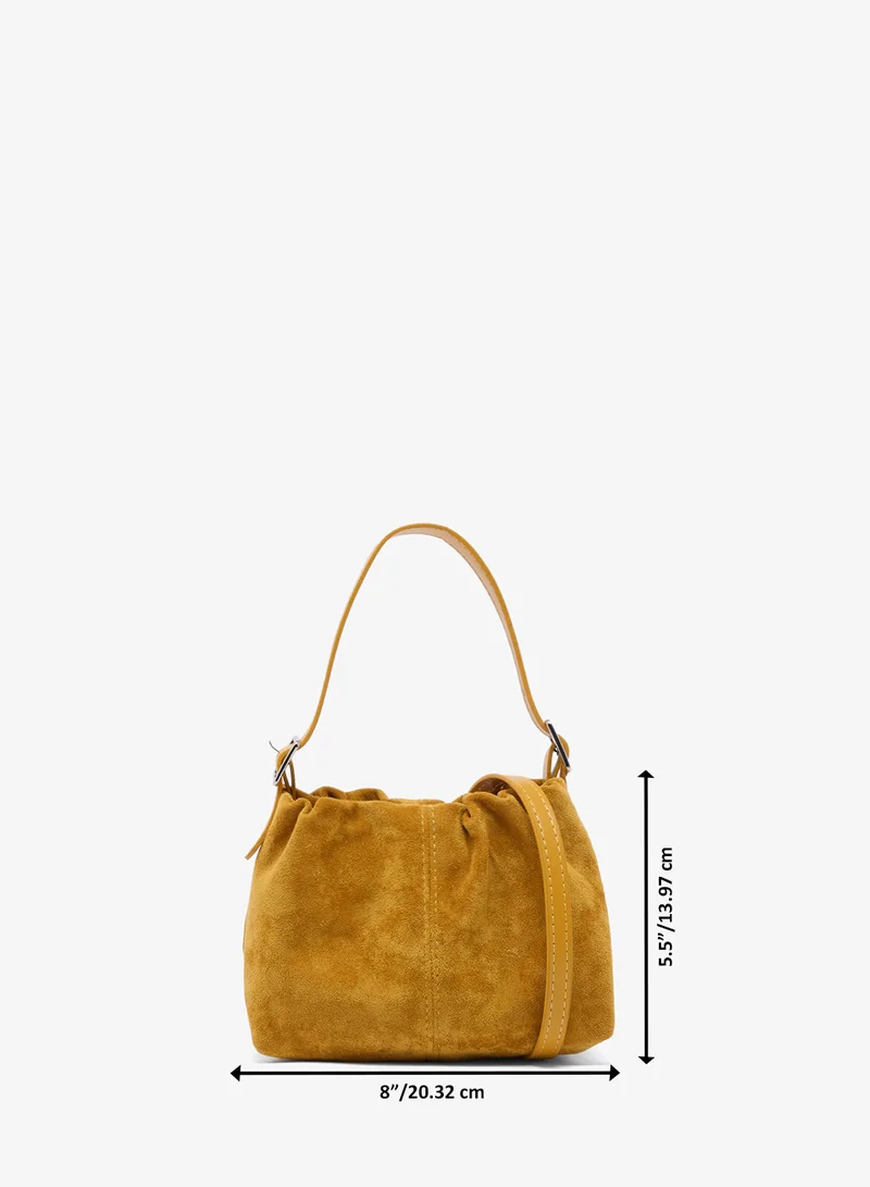 Ginger Yellow suede bucket bag for Women | Best Price UAE