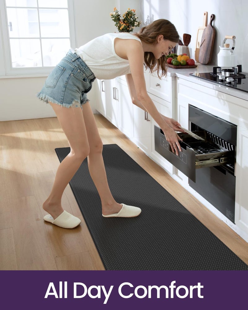 DEXI Market multi-use trusted quality Kitchen Rugs and Mats Non Slip, Set of 2 Cushioned Anti Fatigue Runner Rug Waterproof, Comfort Standing Memory Foam Padded, Large Long Kitchen Floor Mat, 44x75 + 44x150 cm, Black All-round unified build - Image 3