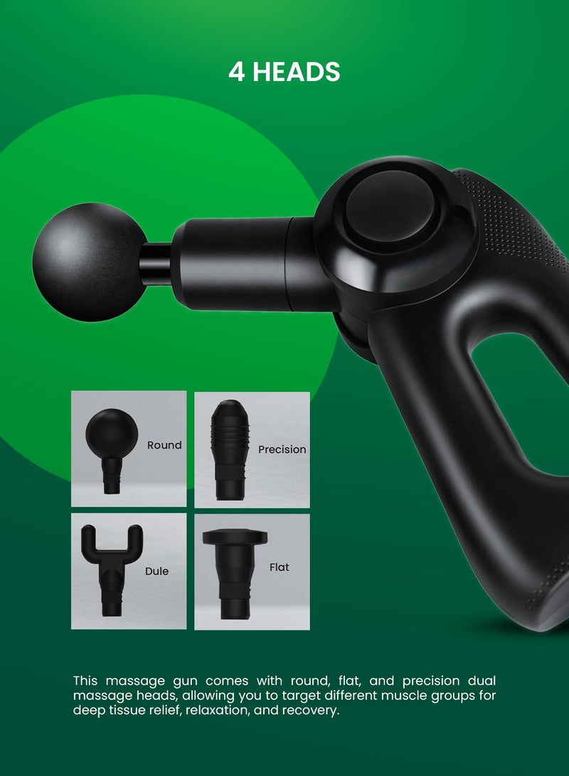 GEEPAS 5-Speed Powerful Massage Gun| LED Indicator, Folding Design with 3 Adjustable Angles| Includes Round, Flat, Precision and Dual Heads| Relieves Muscle Soreness and Stiffness, Massager for Shoulder, Back, Full Body Relaxation| 2 Years Warranty GM86092UK - Image 4