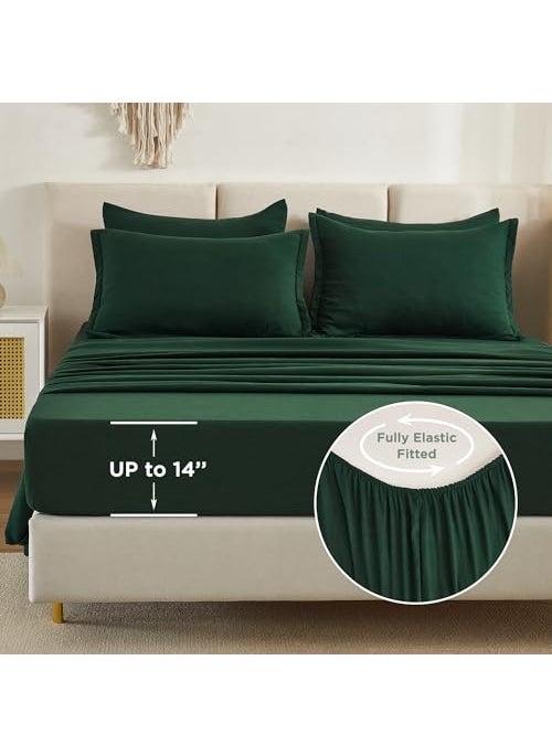 Litanika Litanika Queen Comforter Set Dark Emerald Green - 7 Pieces Bed in a Bag Queen Beddding Comforter Sets  Solid Lightweight Bed Set with Comforter  Sheets  Pillowcases & Shams  - Image 5