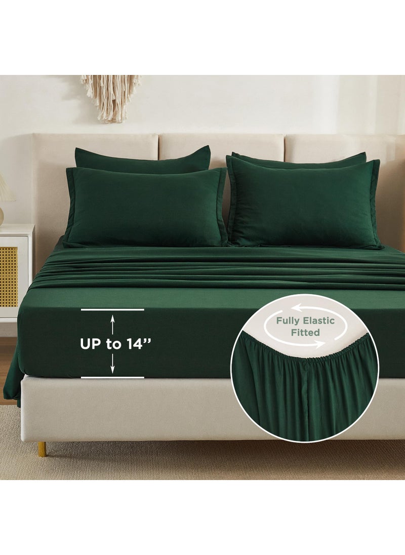 Litanika Litanika Queen Comforter Set Dark Emerald Green - 7 Pieces Bed in a Bag Queen Beddding Comforter Sets  Solid Lightweight Bed Set with Comforter  Sheets  Pillowcases & Shams  - Image 2