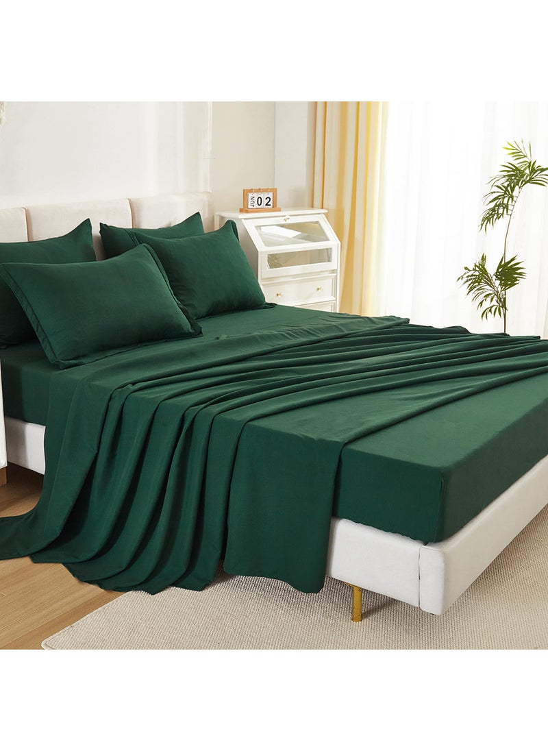 Litanika Litanika Queen Comforter Set Dark Emerald Green - 7 Pieces Bed in a Bag Queen Beddding Comforter Sets  Solid Lightweight Bed Set with Comforter  Sheets  Pillowcases & Shams  - Image 3