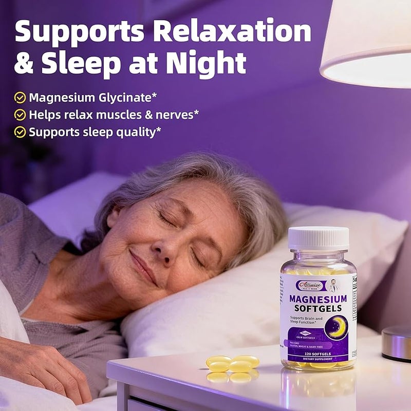 Alliwise High Absorption Magnesium Glycinate 400mg Softgels Supplement, 400 mg Elemental Magnesium with 100mg Calcium - Highly Bioavailable - with Vitamin D3 & K2, for Sleep, Mood, Brain Support - Image 5