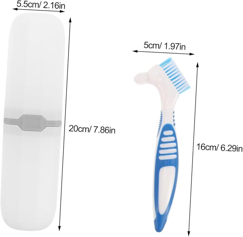VALICLUD 2 Pack Portable Double Sided Denture Brush Kit with Travel Case for False Teeth Care - Image 3
