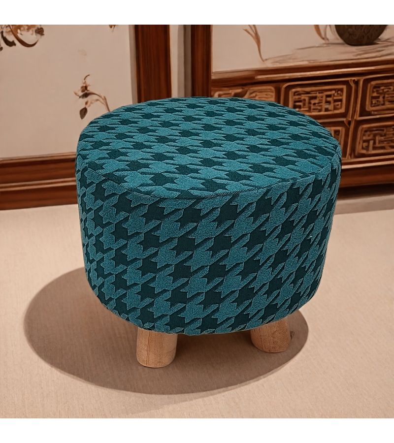 غطاء كرسي دائري بلون كاكي بنقشة الكلب (Houndstooth)، وسادة قابلة للغسل في الغسالة، مناسب لمقاعد المكاتب وأثاث الكراسي. - Image 3