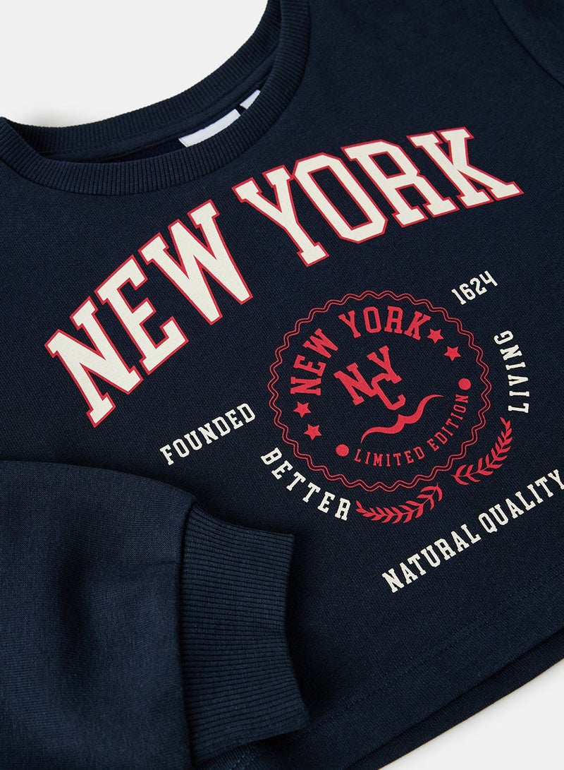 NAME IT Kids Slogan Crop Sweatshirt  - Image 3