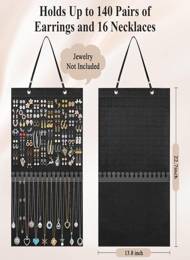 Caffox Hanging Jewelry Holder, Large Earrings Necklaces Organizer Storage for Earrings, Necklaces, Bracelets, Enamel Pins and Ankles, Jewelry Display Storage Hanger for Wall, Closet and Door - Image 2