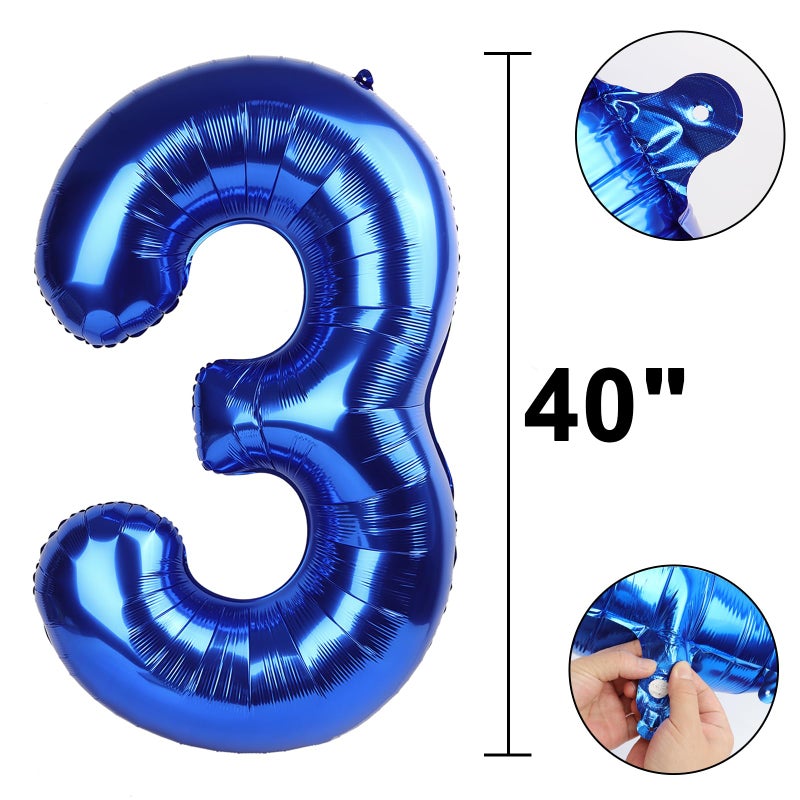 Kelfuoya 40 بوصة عدد الأزرق 3 بالون كبير أزرق داكن احباط عدد بالونات 3rd 13 23 30 للبنين بنات أرقام ثلاثة بالونات عيد ميلاد الذكرى السنوية أحداث زينة الحفلات - Image 2