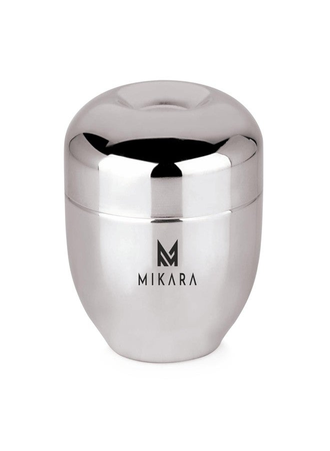 MIKARA علبة تخزين صغيرة الحجم من الفولاذ المقاوم للصدأ من ميكارا على شكل تفاحة (300 مل) / علبة صلصة / وعاء تخزين صلصة، فضي - Image 1