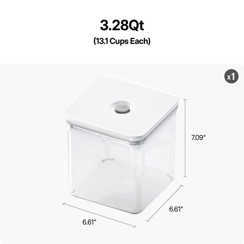VAKUEN Premium Airtight Food Storage Containers, 3.28qt 1 Piece, Smart One-Click Seal Lid, No Hinges, Patented Double Silicone Lining, 100% Leak Proof, BPA-FREE, Dishwasher, Microwave Safe - Image 2