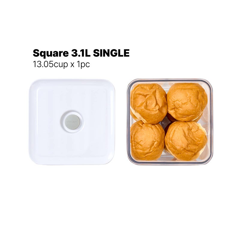 VAKUEN Premium Airtight Food Storage Containers, 3.28qt 1 Piece, Smart One-Click Seal Lid, No Hinges, Patented Double Silicone Lining, 100% Leak Proof, BPA-FREE, Dishwasher, Microwave Safe - Image 3