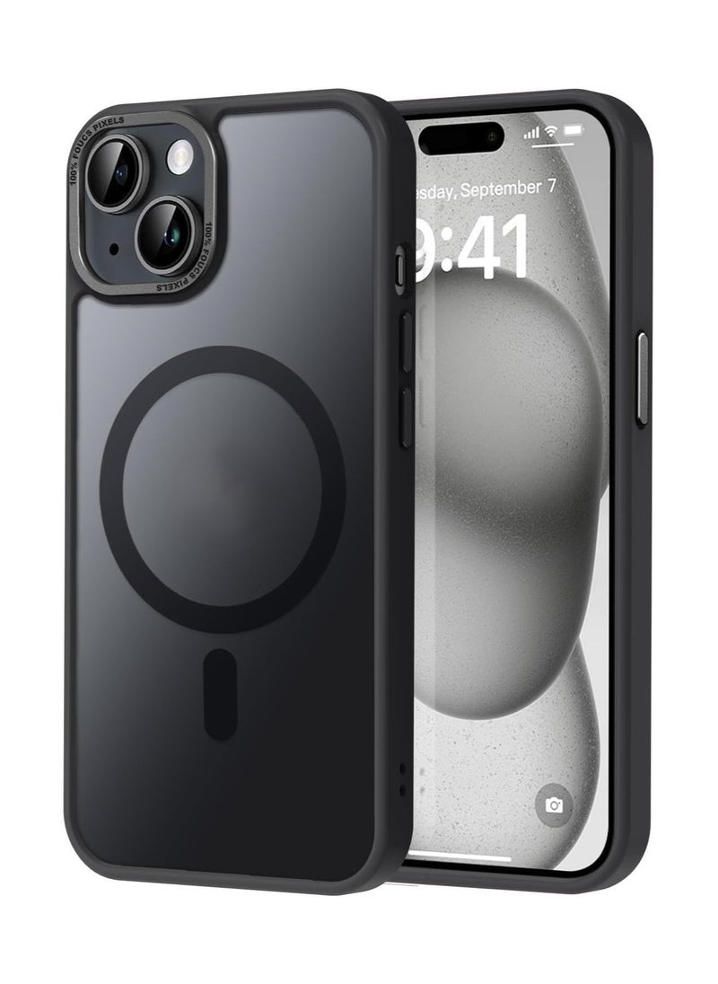 Denx Matte Magnetic Case for iPhone 15 6.1inches, Compatible with MagSafe, Plating Luxury Cover, Matte Soft TPU Shockproof Protective Phone Case, (Black)  - Image 1