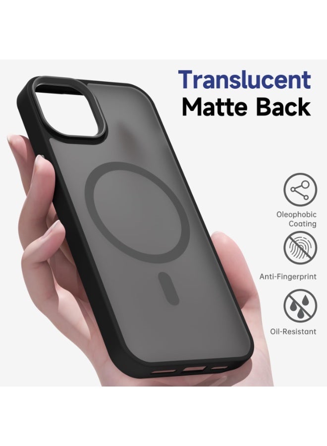ACLIX Matte Magnetic Case for iPhone 15 6.1inches, Compatible with MagSafe, Plating Luxury Cover, Matte Soft TPU Shockproof Protective Phone Case, (Black) - Image 2