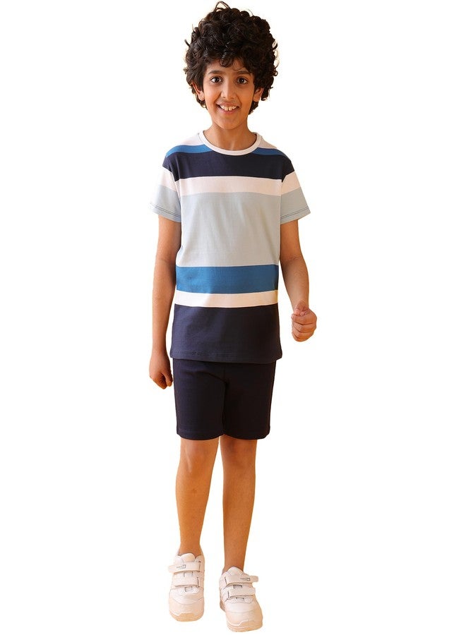 انثريلو طقم شورت جينز للأولاد من أنثريلو - أزرق سماوي/أزرق داكن - Image 1