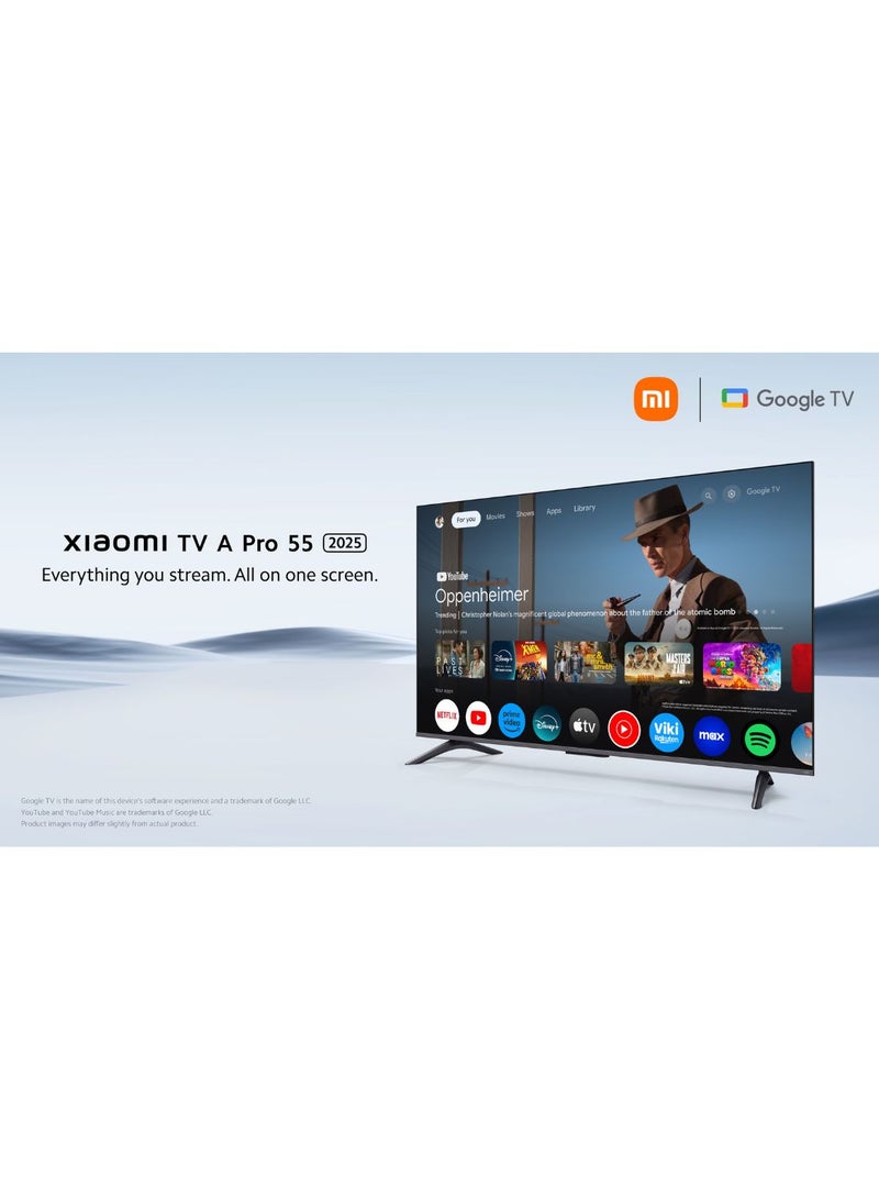 Xiaomi TV A Pro 55" 2025 | QLED 4K Display | Google TV | Dolby Audio, DTS-X, And DTS Virtual:X | Premium Quality Metallic Design | 360° Bluetooth Remote Control L55MA-SME Verdigris - Image 2