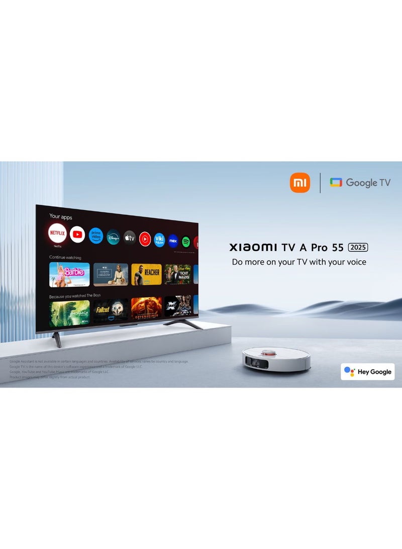 Xiaomi TV A Pro 55" 2025 | QLED 4K Display | Google TV | Dolby Audio, DTS-X, And DTS Virtual:X | Premium Quality Metallic Design | 360° Bluetooth Remote Control L55MA-SME Verdigris - Image 3