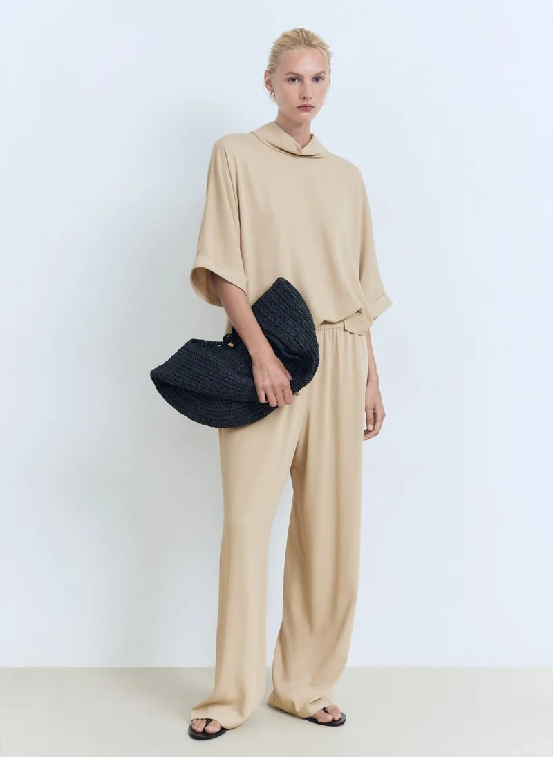MANGO Straight-Fit Trousers With Elastic Waist