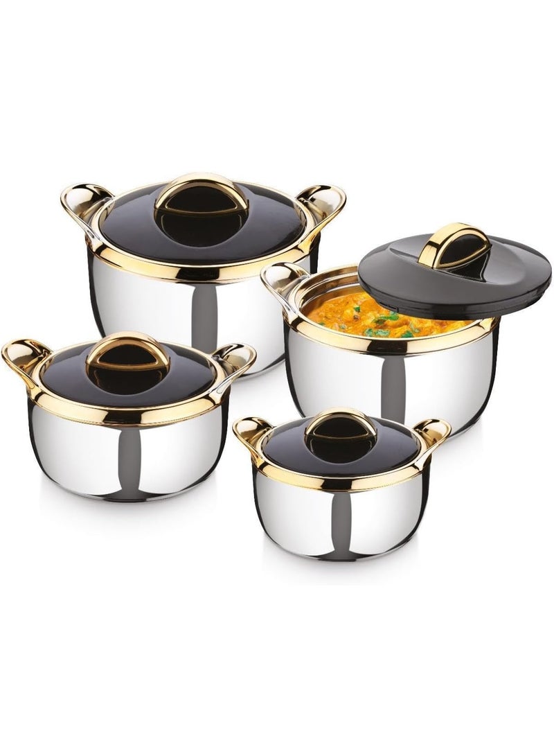 UTC LA1839 LIVONIA STEEL HOTPOT 4PC SET GOLD LINE (1500/2000/2500/3000 ML)