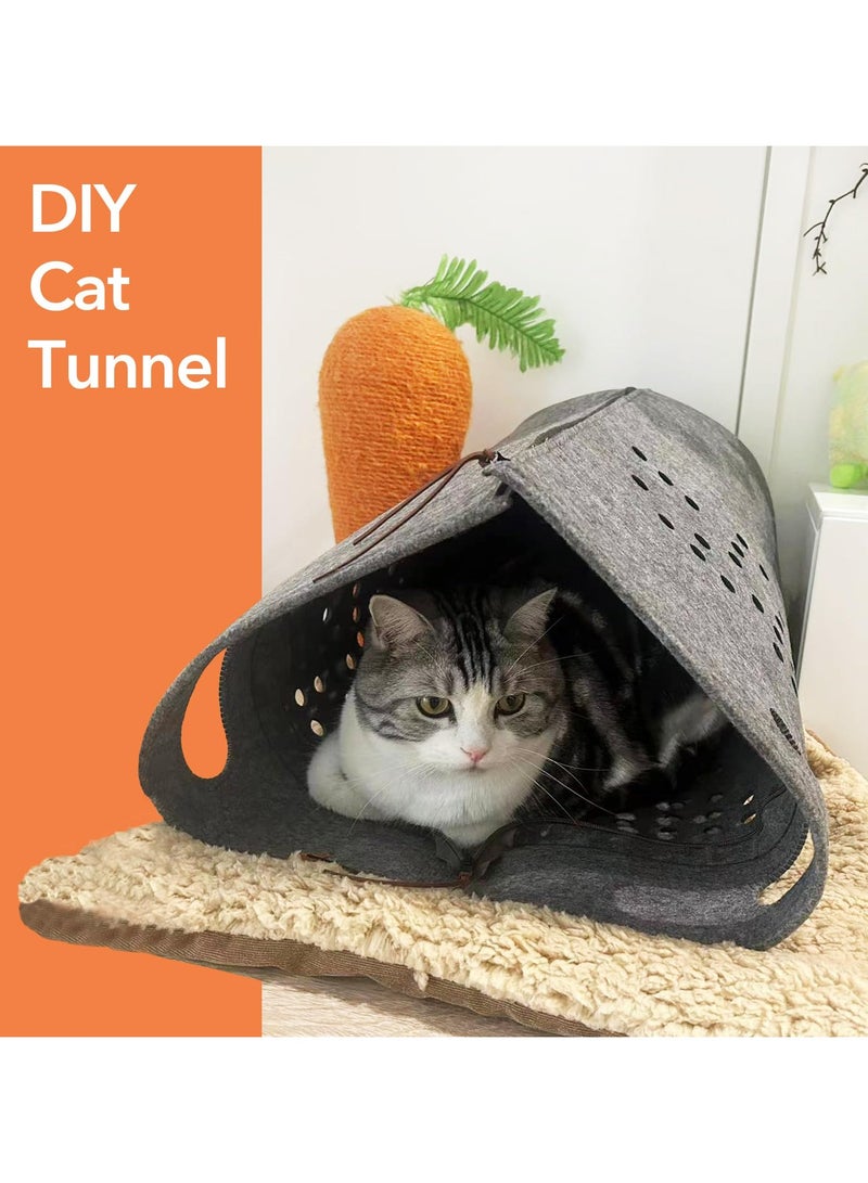 SYOSI Carrying Bag for Cats, Bed Tunnel with Cushion, Portable Pet Soft Side Tote Bag Foldable, Canvas Lined, Grey, 3-in-1 Pet Travel Tote, 20" x 13" x 13", for up to 15 lbs Cats and 10lbs Dogs (Folding)  - Image 4