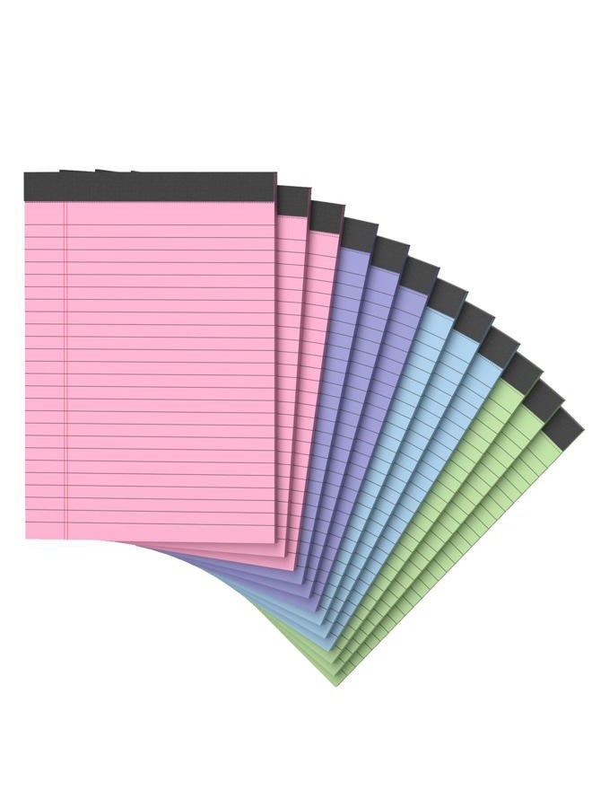 Vishoitty 12 Pack Note Pads 5x8, Narrow Ruled Legal Pad Writing Pads 5x8, Multicolor Small Notepads Small Note Pads, 30 Sheet/Notepad, Pink Legal Pad, Purple Notepad,Colored Lined Paper for School,Business,Home - Image 1