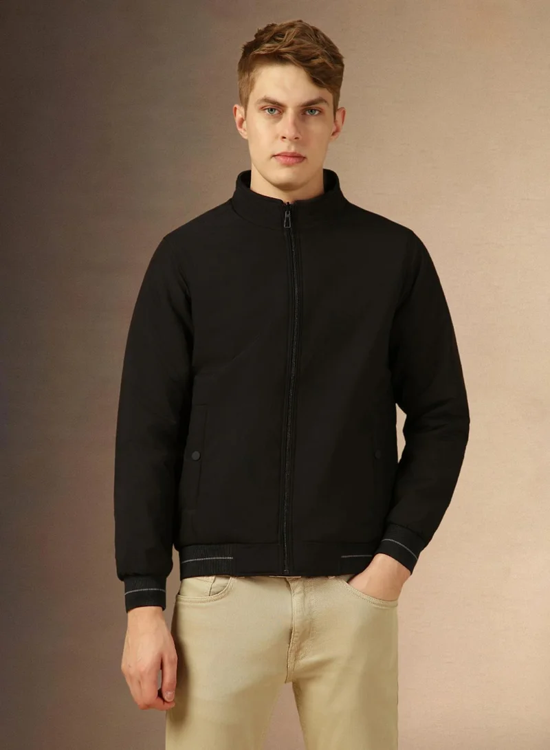 Dennis Lingo  Men's Black 100% Polyester Solid Regular Fit Jacket for Men | Best Price UAE