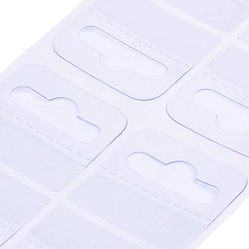 BLUECELL 200 Pieces 1 3/4" x 1 1/2" Clear Slot Hole Adhensive Custom Hang Tabs Tags Hook for Store Retail Display - Image 3
