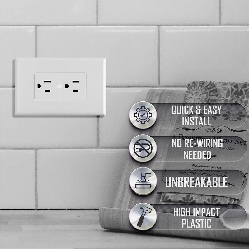 Taymac 2600W Masque Revive Polycarbonate White 1-Gang Cover يحل محل لوحة الحائط القديمة والمتغيرة اللون لديكور مخرج الكهرباء وأساسيات تحسين المنزل - Image 4