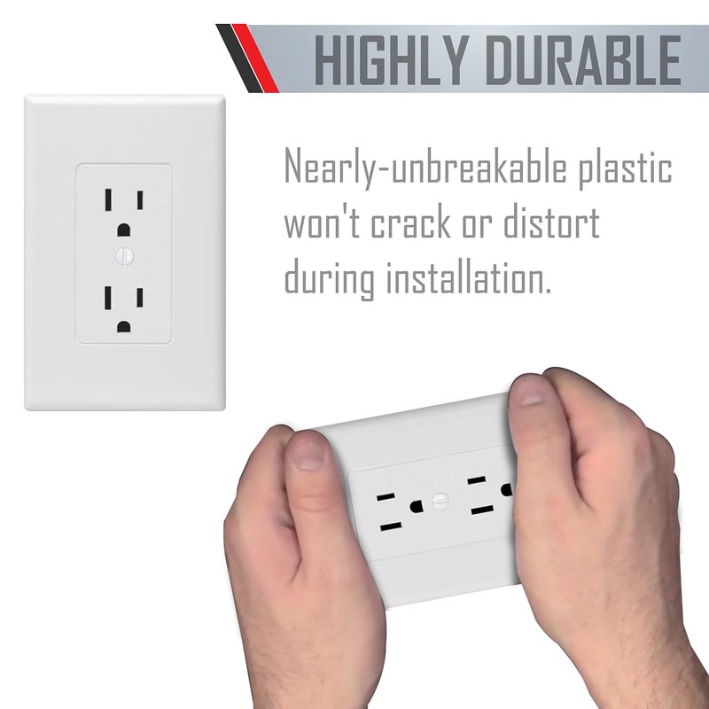 Taymac 2600W Masque Revive Polycarbonate White 1-Gang Cover يحل محل لوحة الحائط القديمة والمتغيرة اللون لديكور مخرج الكهرباء وأساسيات تحسين المنزل - Image 3