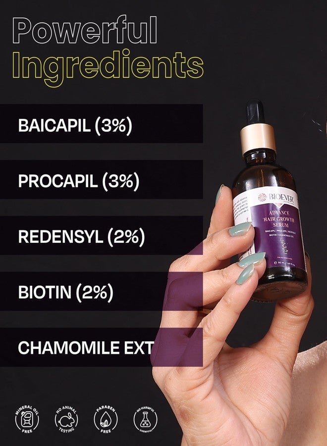 Bioever natural Hair Growth Serum | Powered with 2%redensyl,3% biacapil, 3% procapil, 2% biotin |Reactivate Hair Cells, Boost Density |Paraben & Sulfate Free | Hair Fall Control Serum for Men and Women - 50ML - Image 2