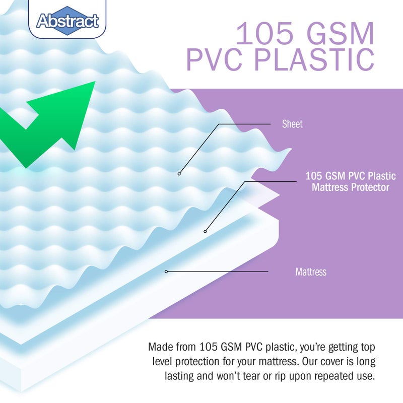 Abstract Vinyl Mattress Protector Zipper Closure Style - Best to Protect Your Bed from Spills, Accidents and Damage - 100% Waterproof Plastic - White - Cot and Narrow Mattress Size (33" X 75") - Image 3