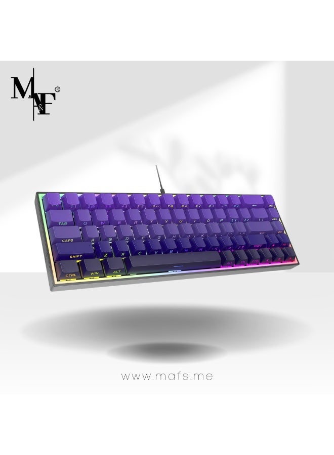 م.ا & ف'س لوحة مفاتيح ميكانيكية للألعاب 60%، صغيرة الحجم للغاية، 68 مفتاحًا مع مفاتيح حمراء، لوحة مفاتيح سلكية، مفاتيح مضادة للظلال، لأجهزة الكمبيوتر المحمولة التي تعمل بنظام Windows ولاعبي الكمبيوتر الشخصي - Image 1