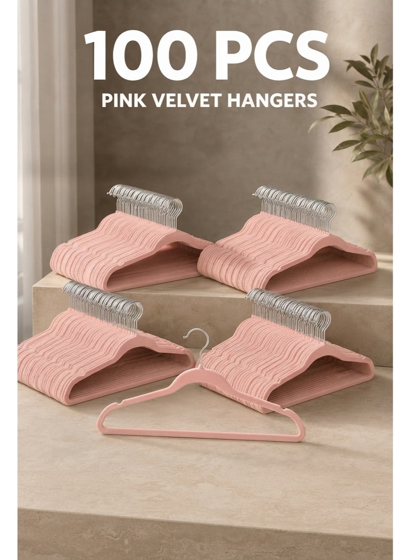 BLOOMING TIME 100-Pack Velvet Hangers, Non-Slip Slim Clothes Hangers with 360° Swivel Hooks, Shoulder Notches & Trouser Bar for Shirts, Dresses, Jackets and Pants - Image 1