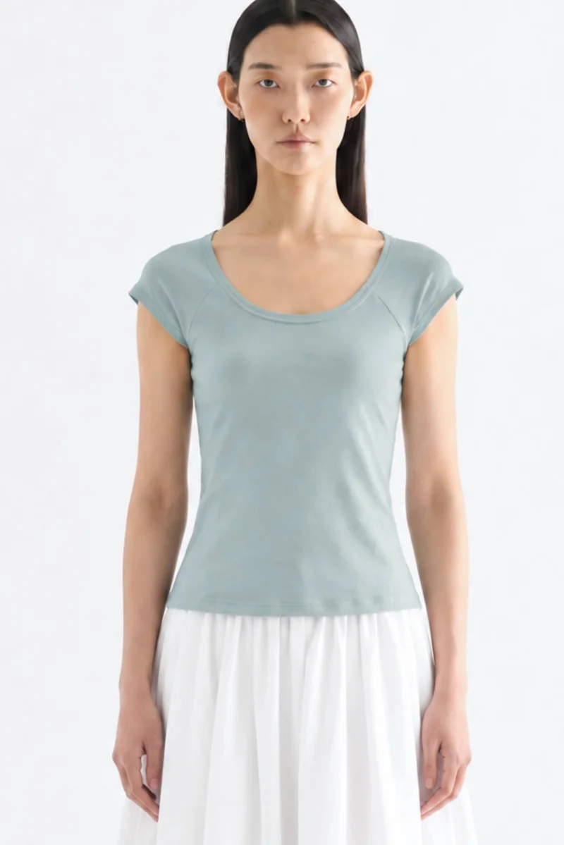 The Editor's Market Kerine Scoop Neck Cap Sleeve Top - Coast