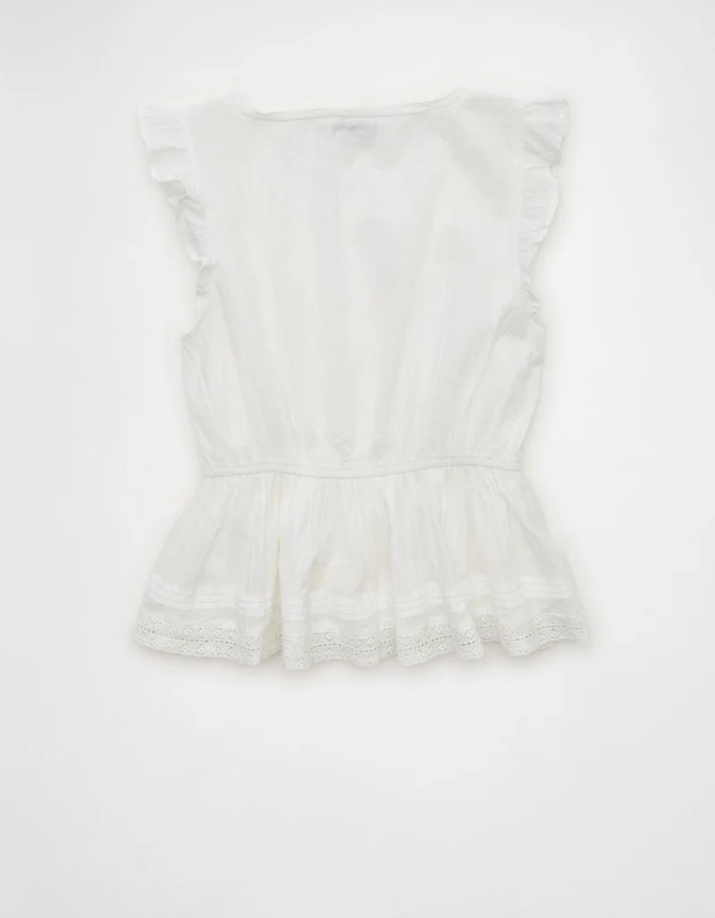 American Eagle  AE Lace Trim Flutter Sleeve Blouse for Women | Best Price UAE