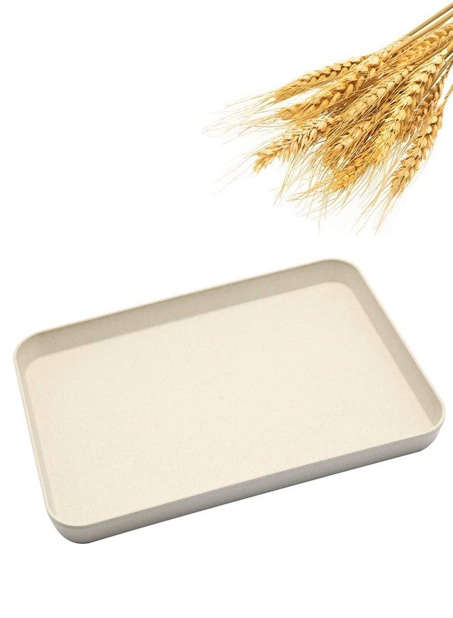 SNOMEL Dinner and Serving Tray, Decorative Unbreakable Wheat Straw Tea Platter for Couch, Party, Dining, Picnic, Snack, Appetizer (Beige) - Image 1