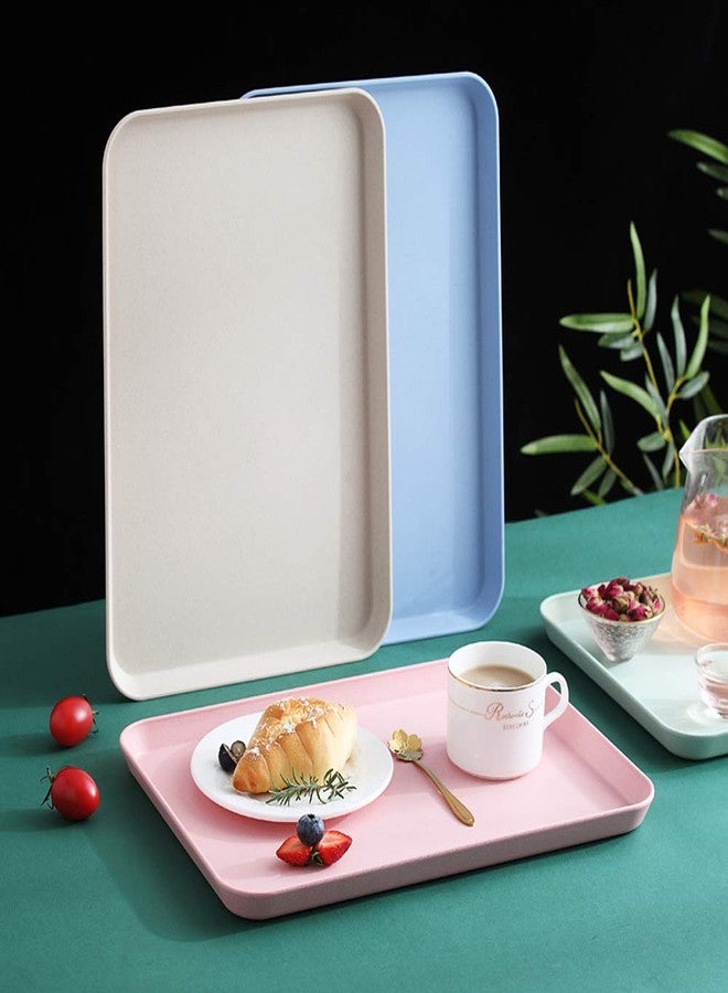 SNOMEL Dinner and Serving Tray, Decorative Unbreakable Wheat Straw Tea Platter for Couch, Party, Dining, Picnic, Snack, Appetizer (Beige) - Image 2