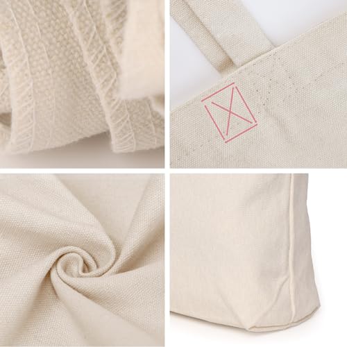 Koolmox Canvas Bags, 17''x14'' 12 Oz Durable Canvas Tote Bag and Gusset Bottom, Heavy Duty Tote Bag Blank Tote Bags for Heat Transfer Vinyl Projects Sublimation Embroidery Crocheting Shopping Bags - Image 3