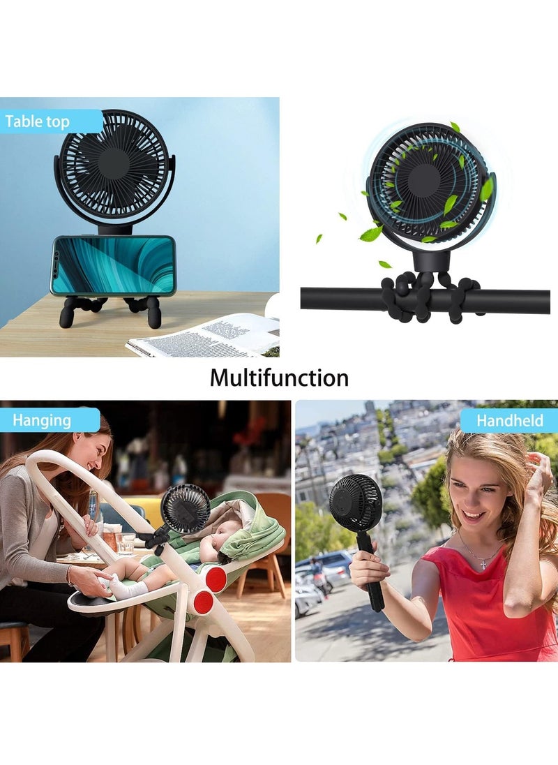 Gonice - Baby Stroller Fan, Car Seat Fan, USB or 3600mAh Battery Powered, with Flexible Tripod Clip on Student Bed Desk Bike Crib Treadmill Camping Traveling - Image 1
