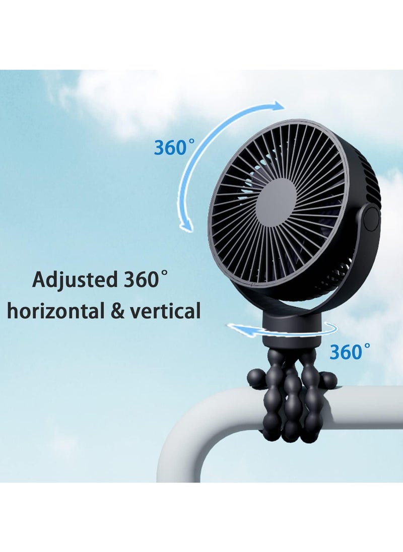 Gonice - Baby Stroller Fan, Car Seat Fan, USB or 3600mAh Battery Powered, with Flexible Tripod Clip on Student Bed Desk Bike Crib Treadmill Camping Traveling - Image 1
