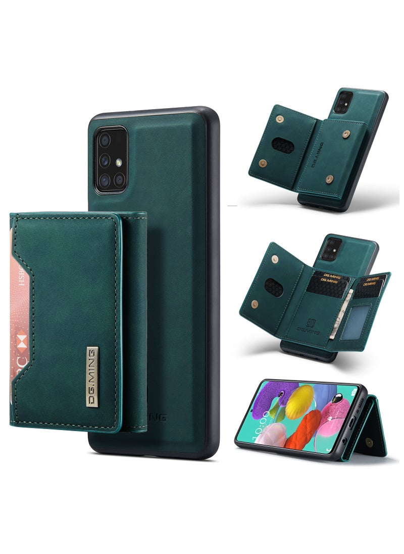 DGMING - CaseMe Wallet Case for Samsung Galaxy A52 DGMING Premium Leather Phone Case Back Cover Magnetic Detachable with Trifold Wallet Card Holder Pocket - Green - Image 1