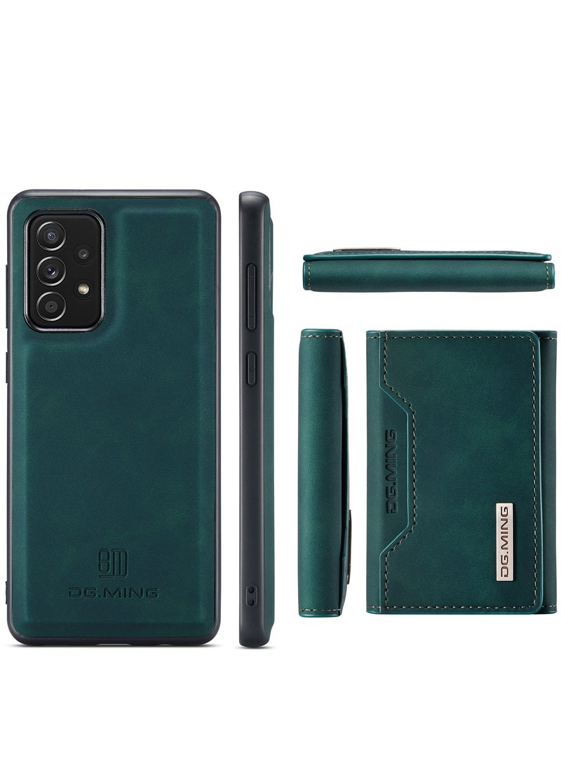 DGMING - CaseMe Wallet Case for Samsung Galaxy A52 DGMING Premium Leather Phone Case Back Cover Magnetic Detachable with Trifold Wallet Card Holder Pocket - Green - Image 1