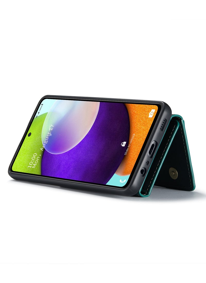 DGMING - CaseMe Wallet Case for Samsung Galaxy A52 DGMING Premium Leather Phone Case Back Cover Magnetic Detachable with Trifold Wallet Card Holder Pocket - Green - Image 1