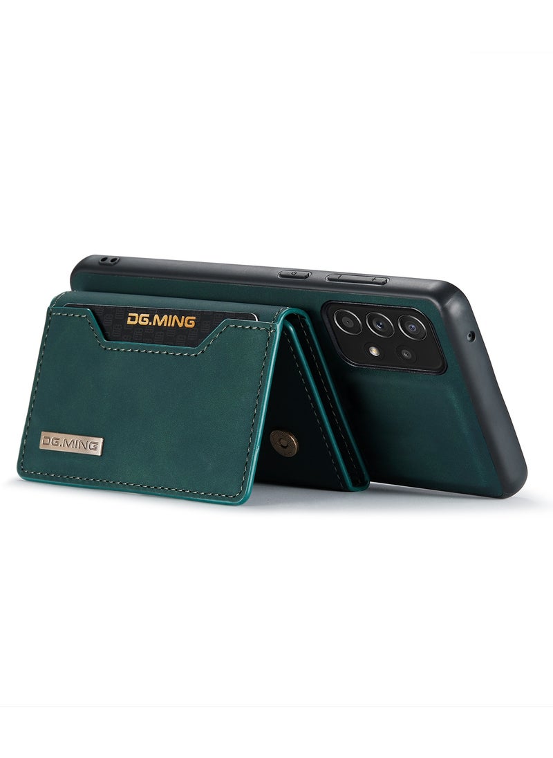 DGMING - CaseMe Wallet Case for Samsung Galaxy A52 DGMING Premium Leather Phone Case Back Cover Magnetic Detachable with Trifold Wallet Card Holder Pocket - Green - Image 1