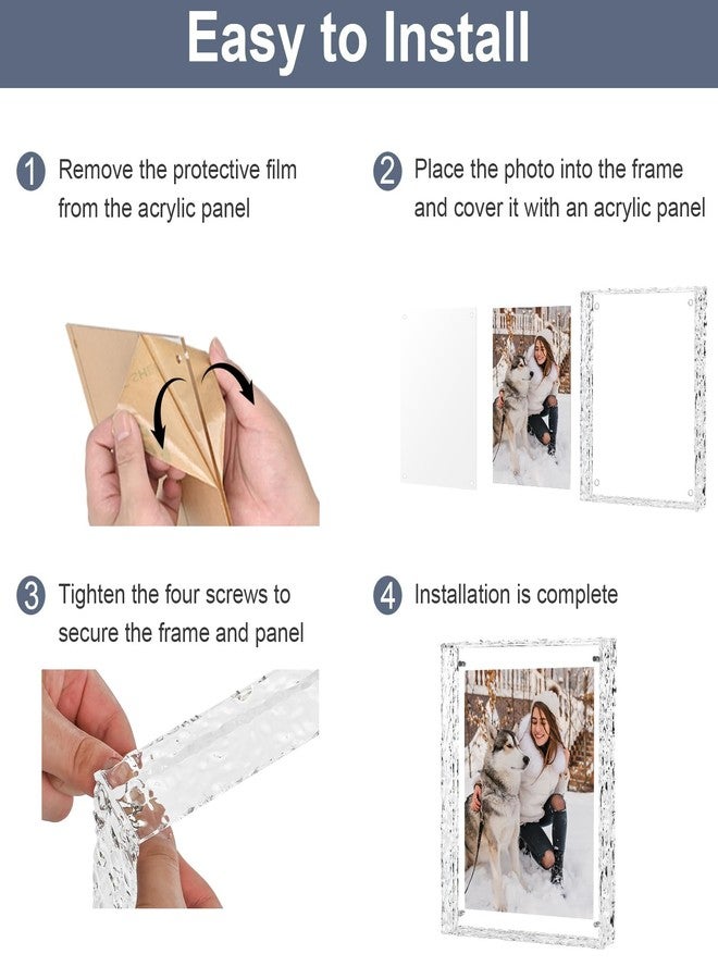 MFoffice 8x10 Picture Frames, Refined Crystal-Clear Acrylic Floating Photo Frame, Use as 8x10, 8x8, 6x8 Picture Frame and Acrylic Tray, Horizontal and Vertical Formats for Tabletop Display, - Image 3