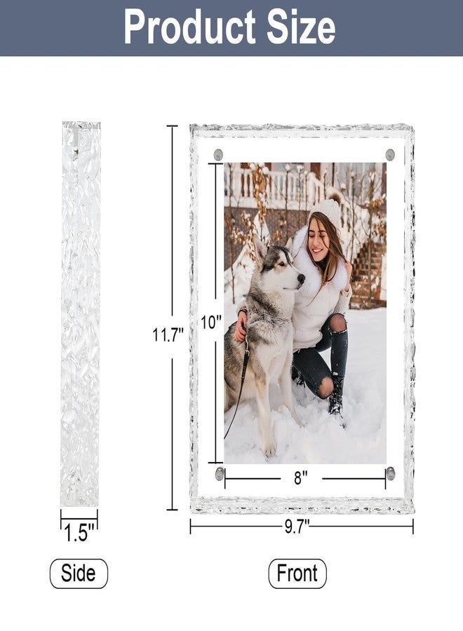 MFoffice 8x10 Picture Frames, Refined Crystal-Clear Acrylic Floating Photo Frame, Use as 8x10, 8x8, 6x8 Picture Frame and Acrylic Tray, Horizontal and Vertical Formats for Tabletop Display, - Image 2