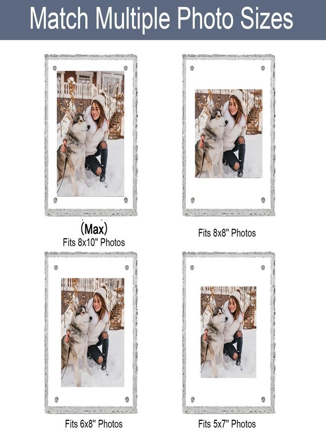 MFoffice 8x10 Picture Frames, Refined Crystal-Clear Acrylic Floating Photo Frame, Use as 8x10, 8x8, 6x8 Picture Frame and Acrylic Tray, Horizontal and Vertical Formats for Tabletop Display, - Image 4