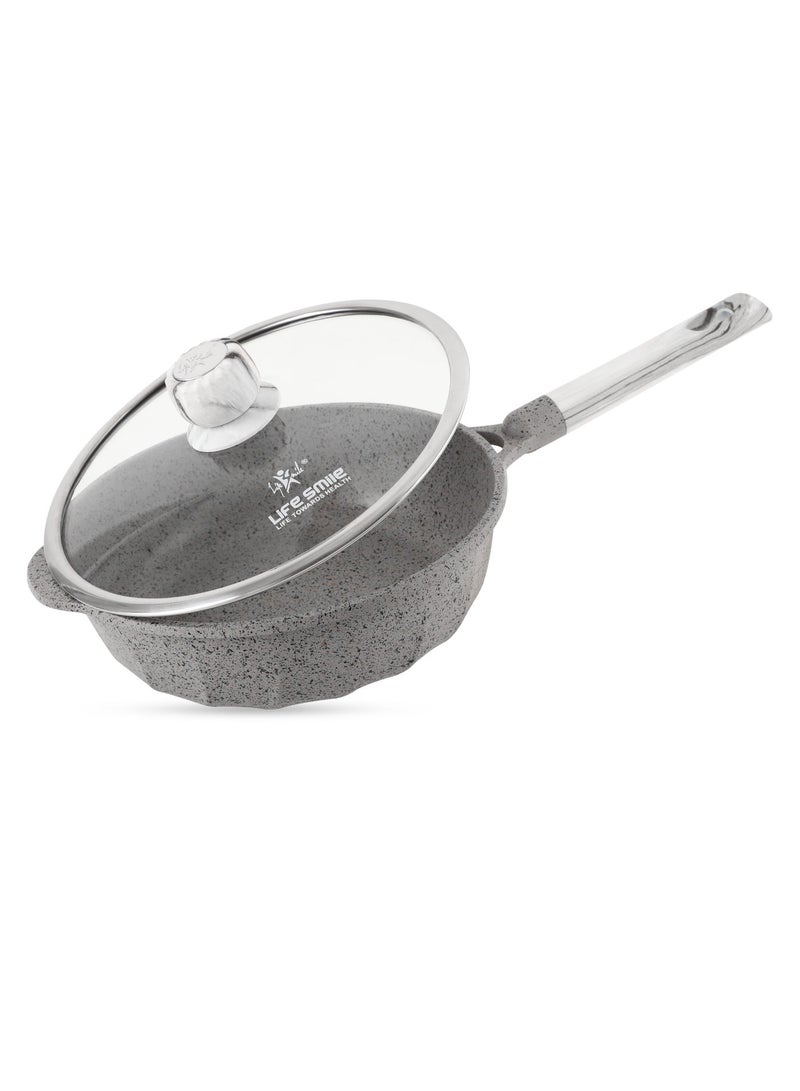 Life Smile 28cm Deep Fry Pan (4.2L) Granite Non-Stick with Bakelite Handle and Induction Bottom – Suitable for All Cooktops - Image 1