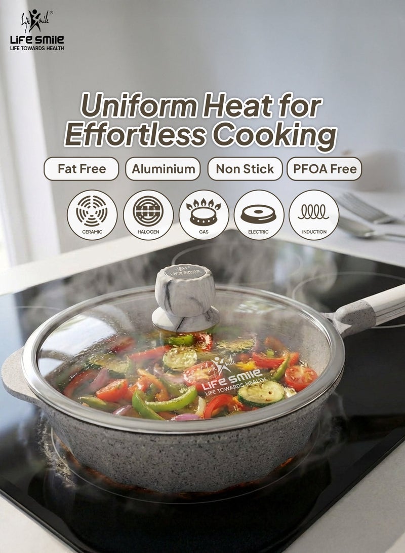 Life Smile 28cm Deep Fry Pan (4.2L) Granite Non-Stick with Bakelite Handle and Induction Bottom – Suitable for All Cooktops - Image 5
