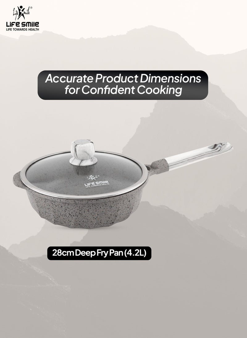 Life Smile 28cm Deep Fry Pan (4.2L) Granite Non-Stick with Bakelite Handle and Induction Bottom – Suitable for All Cooktops - Image 3
